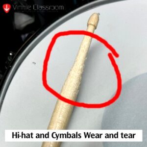 drumsticks hi-hat wear and tear marks