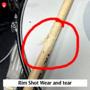 drumsticks rim shot wear and tear marks